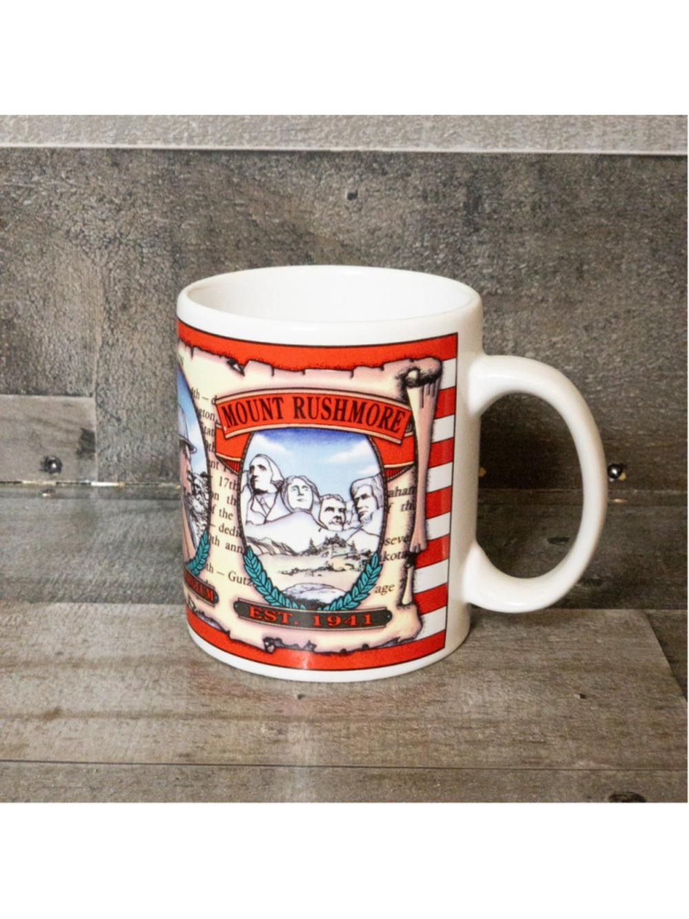 MOUNT RUSHMORE CONSTRUCTION BLACK HILLS SOUTH DAKOTA COFFEE MUG DINER VTG RETRO